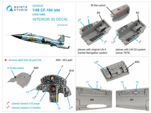 Intérieur imprimé en 3D et coloré sur papier décalcomanie Quinta Studio QD48226 CF-104 Late (Kinetic) 1/48 – image 2