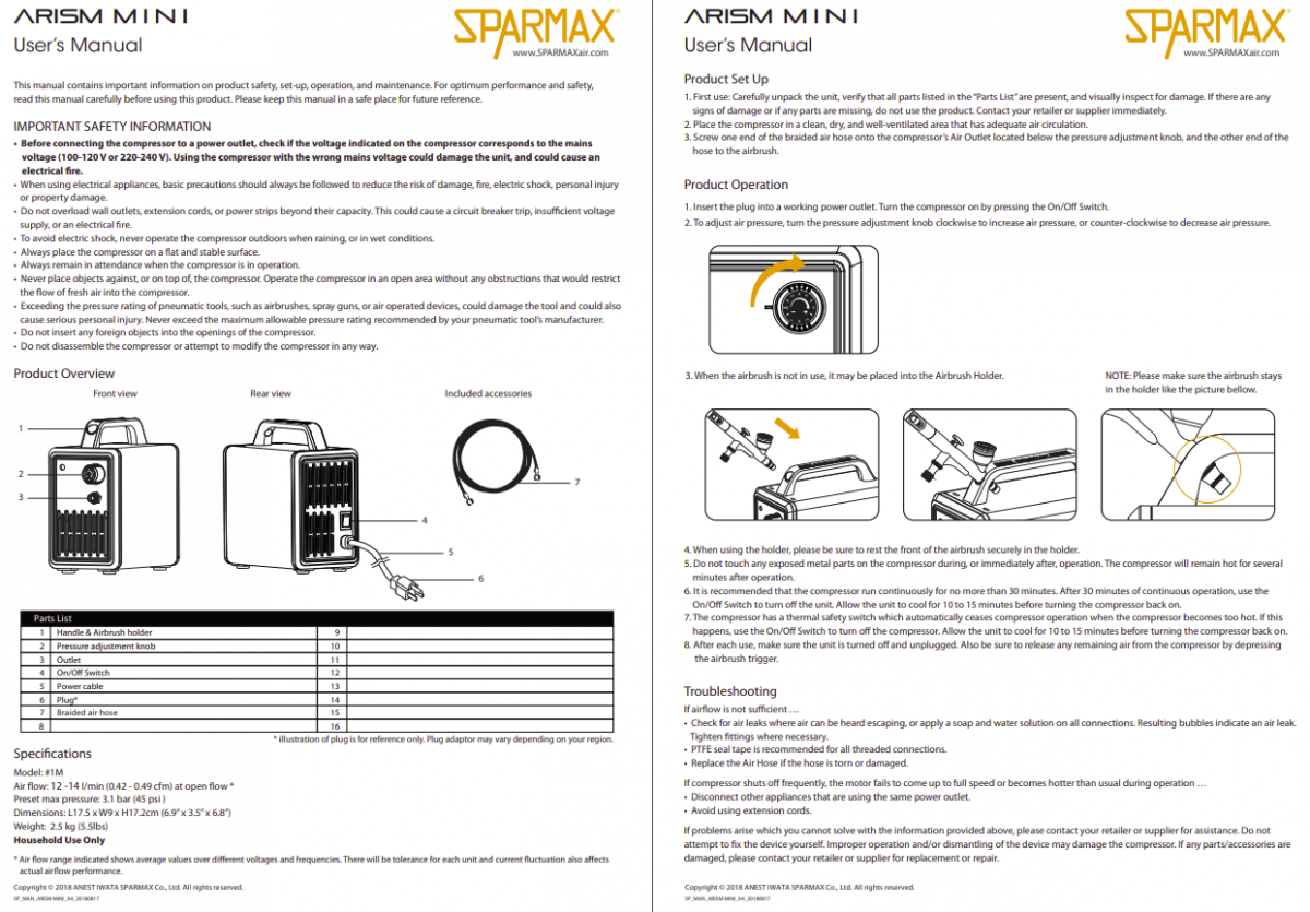 Sparmax 1MSETSS Arism Mini Kit 2 m Hose, HB-040, Airbrush Cleaning Pot – Bild 2