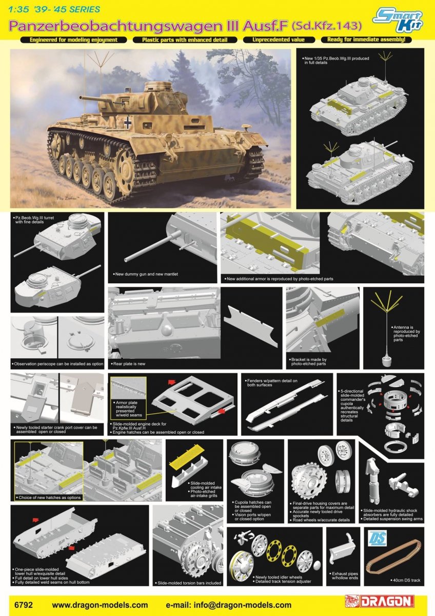 Dragon 6792 Panzerbeobachtungswagen III Ausf.F (Sd.Kfz.143) 1/35 – zdjęcie 2