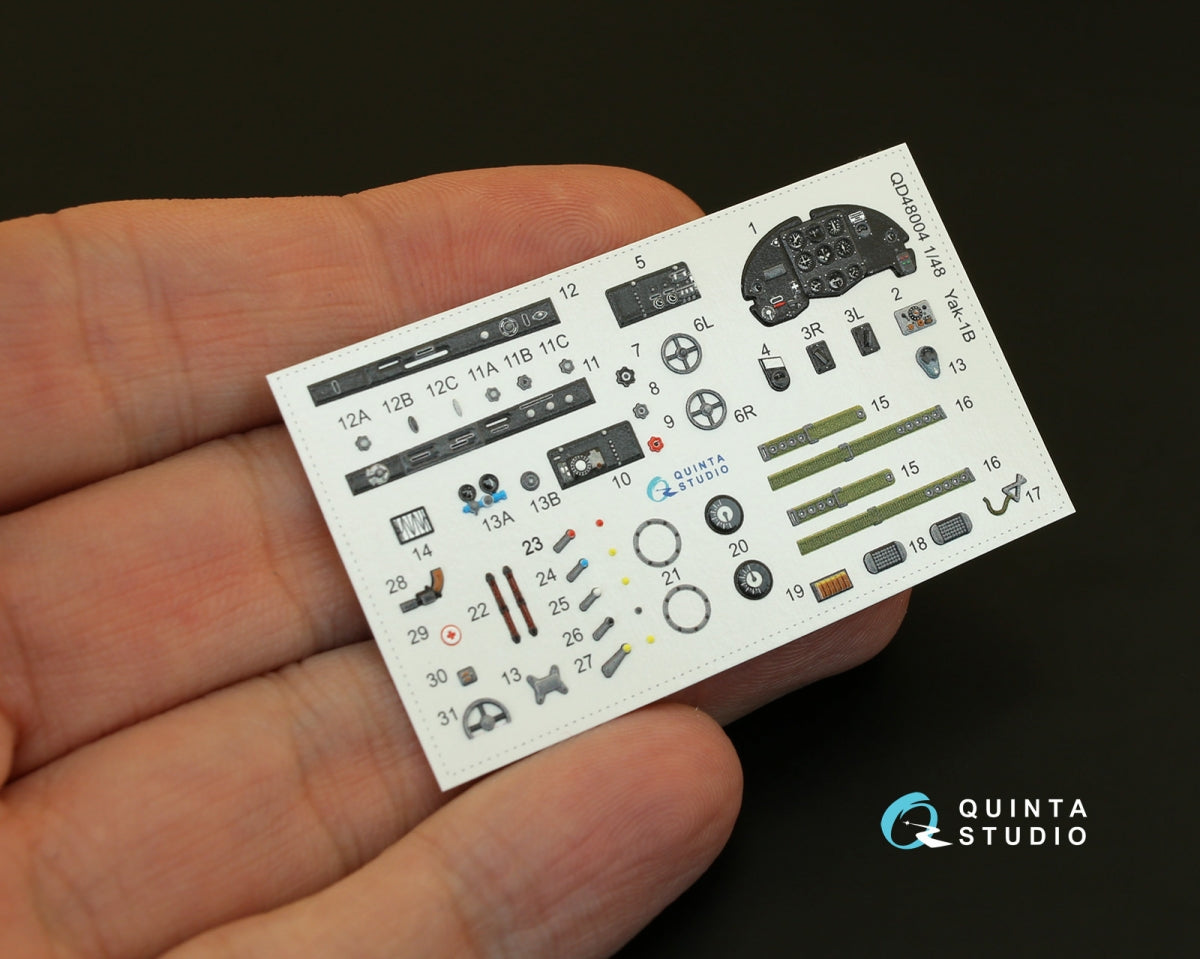 Quinta Studio QD48004 Yak-1B (late production) 3D-Printed &amp;amp; coloured Interior on decal pape (for all kits) 1/48 – zdjęcie 2