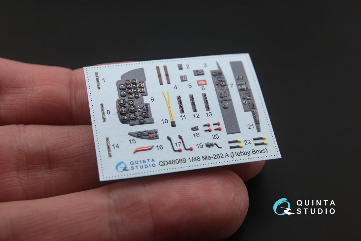 Quinta Studio QD48089 Me-262A 3D-Printed &amp;amp; coloured Interior on decal paper (for HobbyBoss kit) 1/48 – zdjęcie 2