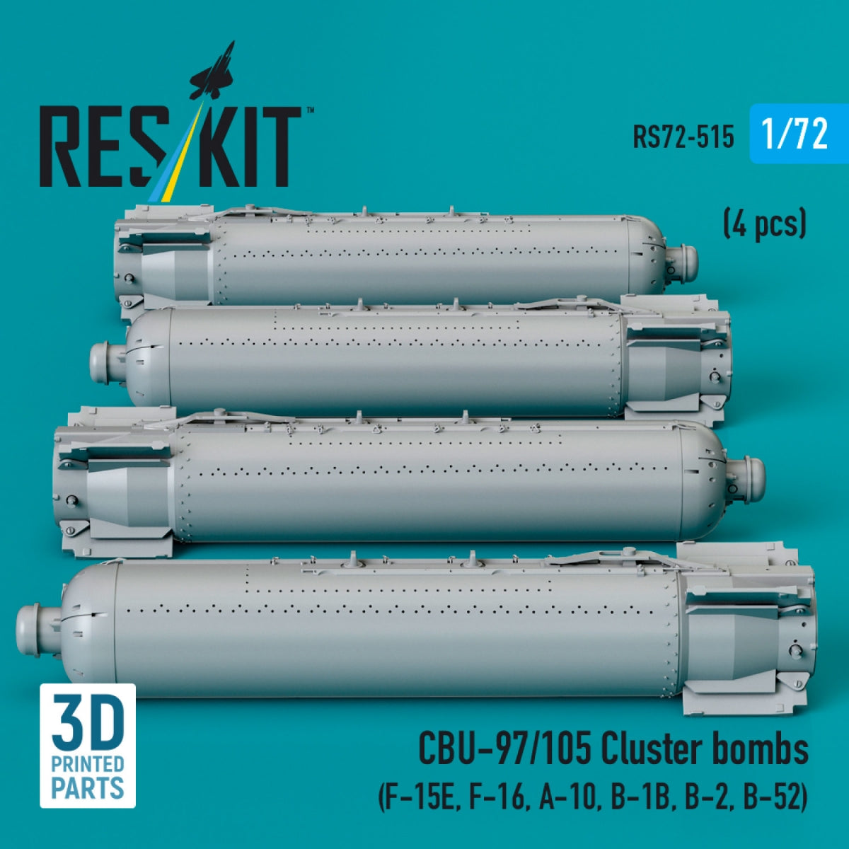 RESKIT RS72-0515 CBU-89A cluster bombs GATOR (4 pcs) (3D Printed) 1/72 – Bild 2
