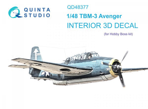 Quinta Studio QD48377 TBM-3 Avenger 3D-Printed &amp;amp; coloured Interior on decal paper (Hobby Boss) 1/48