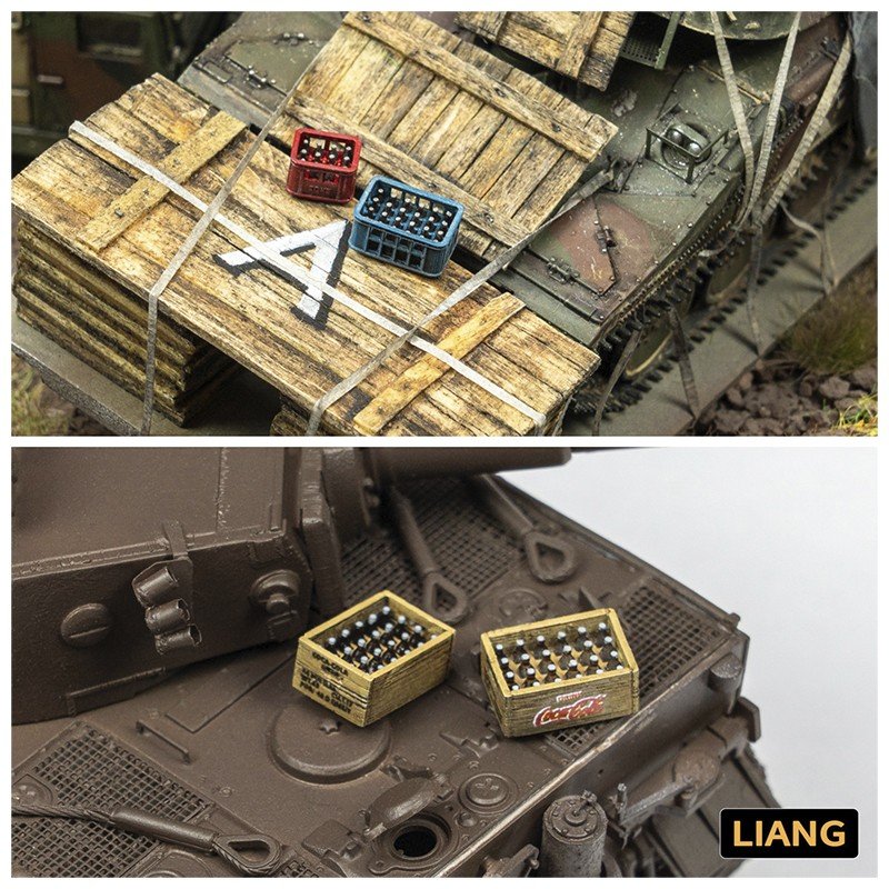 Liang 0433 Beer Soda Bottle Crates WWII x 4 1/35 – immagine 3