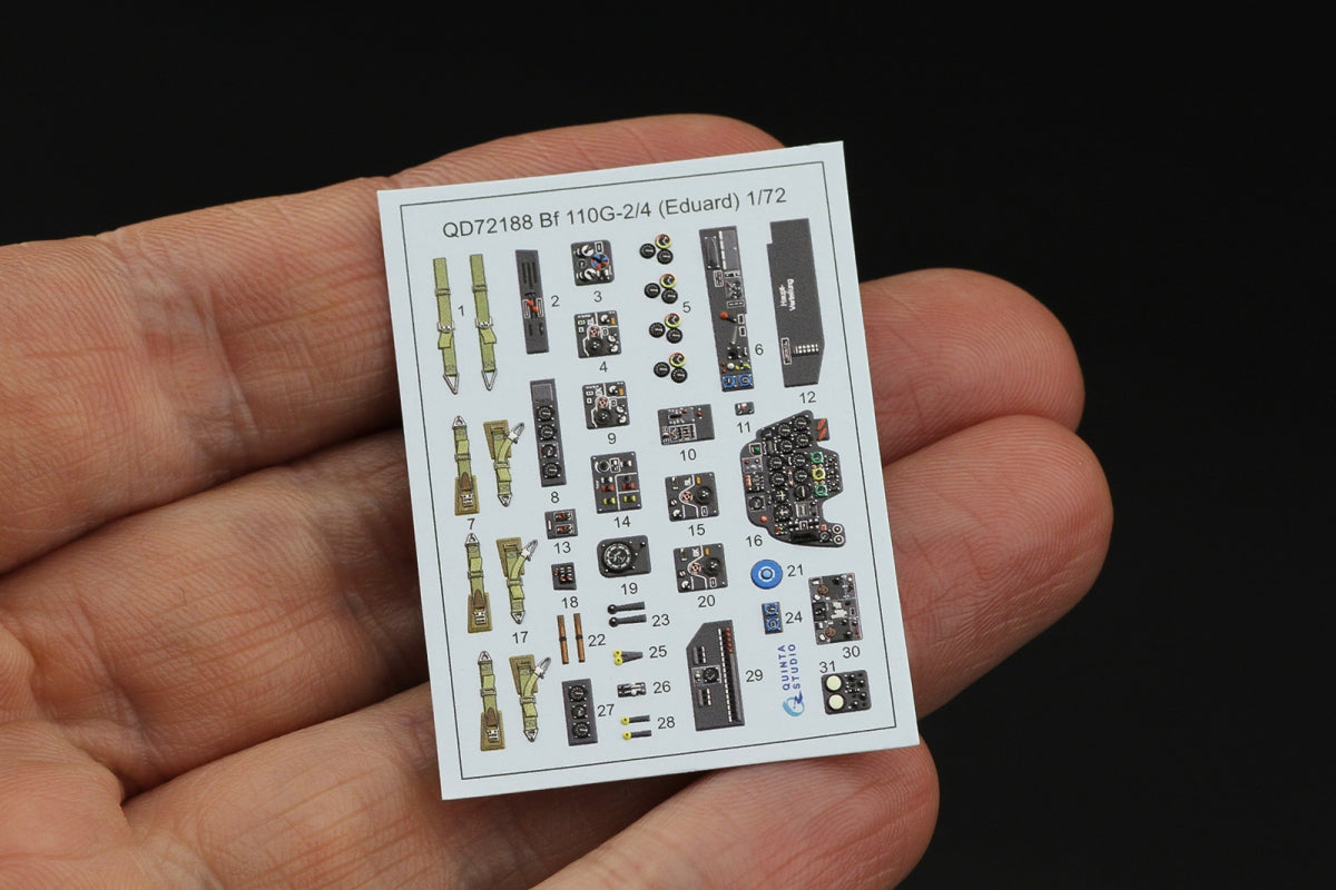 Quinta Studio QD72188 Bf 110G2/4 3D-Printed &amp;amp; coloured Interior on decal paper (Eduard) 1/72 – immagine 4