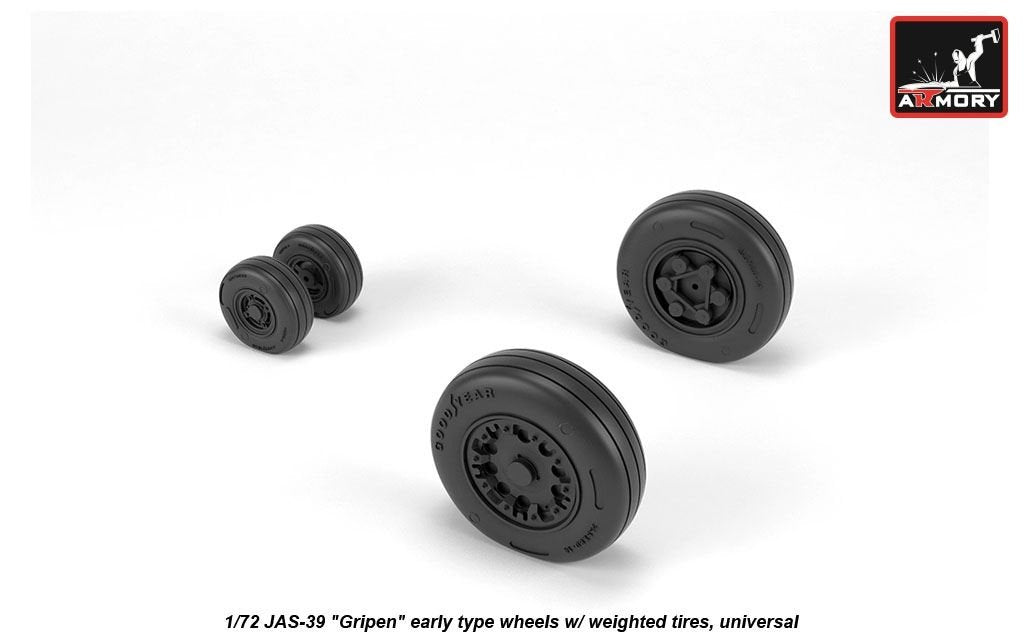 Armory Models AW72503 JAS-39 Gripen wheels w/ weighted tires, early 1/72 – immagine 3