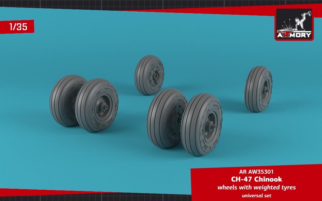 Armory Models AW35301 CH-47 Chinook wheels w/ weighted tires 1/35 – zdjęcie 4