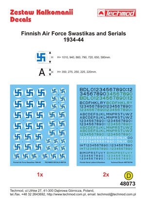 Techmod 48073 - Finnish Air Force Swastikas and Serials 1934-44 1/48 – immagine 2