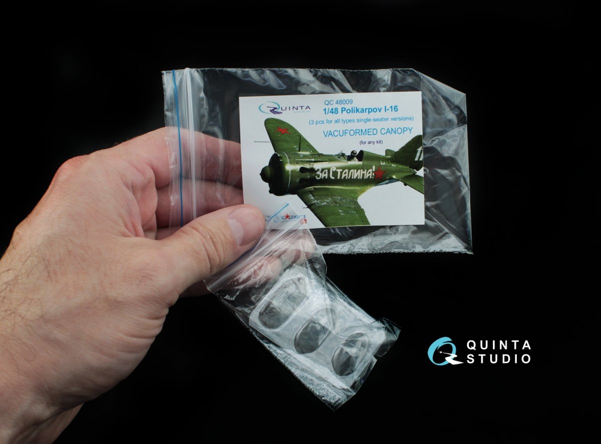 Quinta Studio QC48009 I-16 vacuformed clear canopy, 3 pcs (for all kits) 1/48 – Bild 6