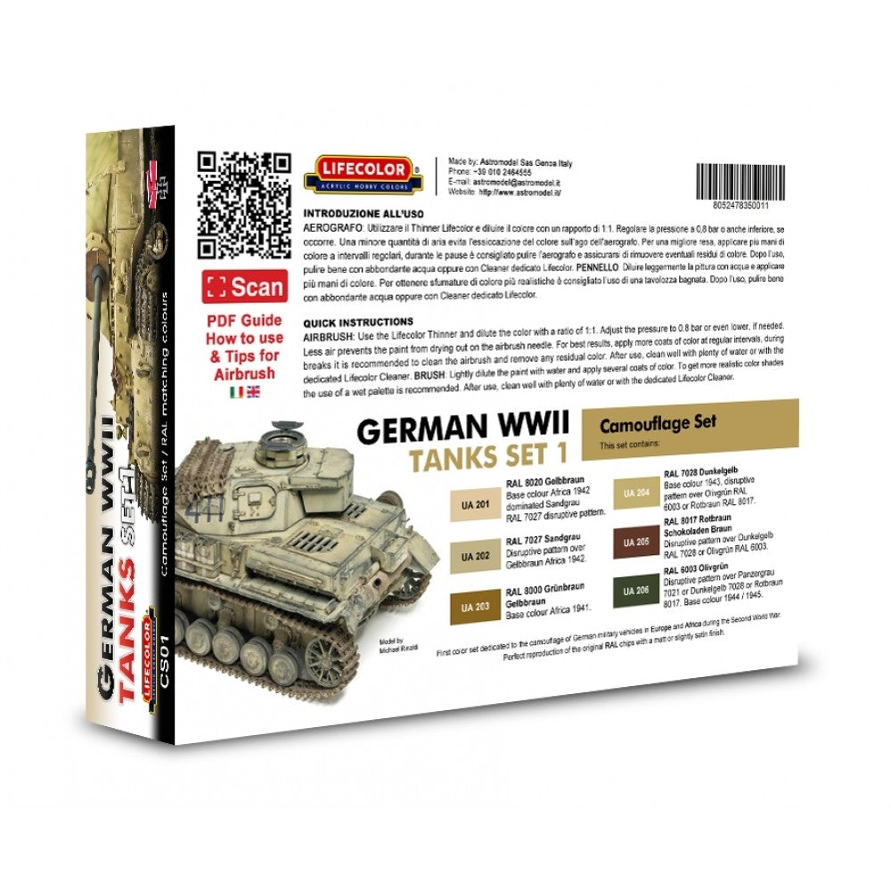 Lifecolor CS01 Acrylic paint set German Tanks WWII Set 1 6x22ml – immagine 2