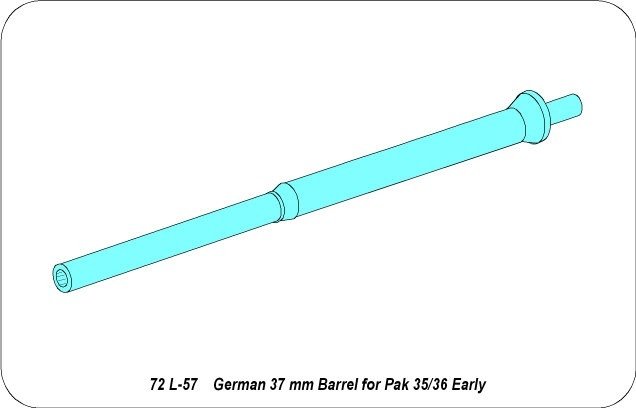 Aber 72L-57 Lufa 37mm do niemieckiej armaty p/p Pak 35/36 – wczesna / German 37mm Barrel for Pak 35/36 Early 1/72 – imagen 3