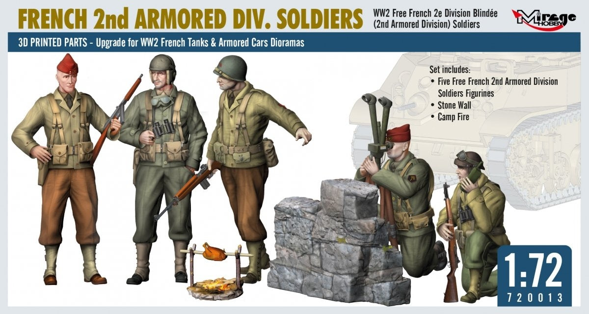 Mirage Hobby 720013 Soldats de la 2e Division Blindée française (Seconde Guerre mondiale) - Figurines au 1/72 – image 4