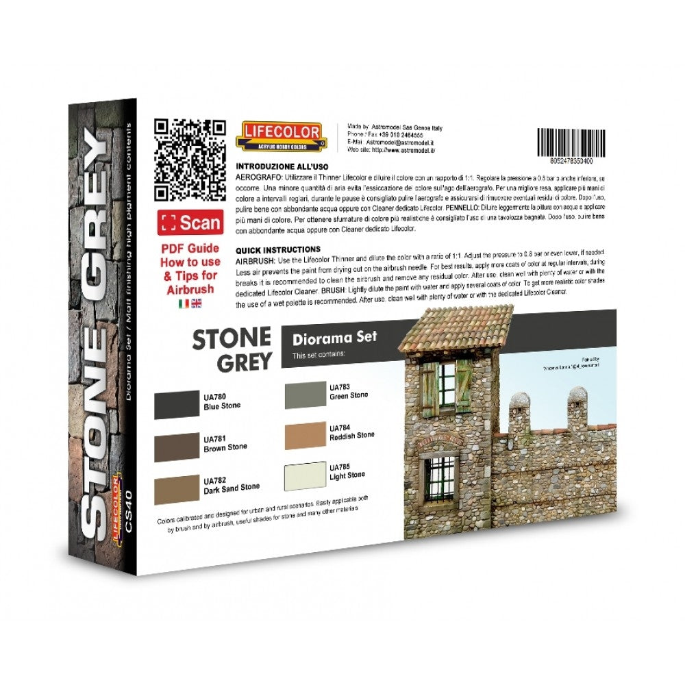 Lifecolor CS40 Acrylic paint set Stone Grey 6x22ml – immagine 2