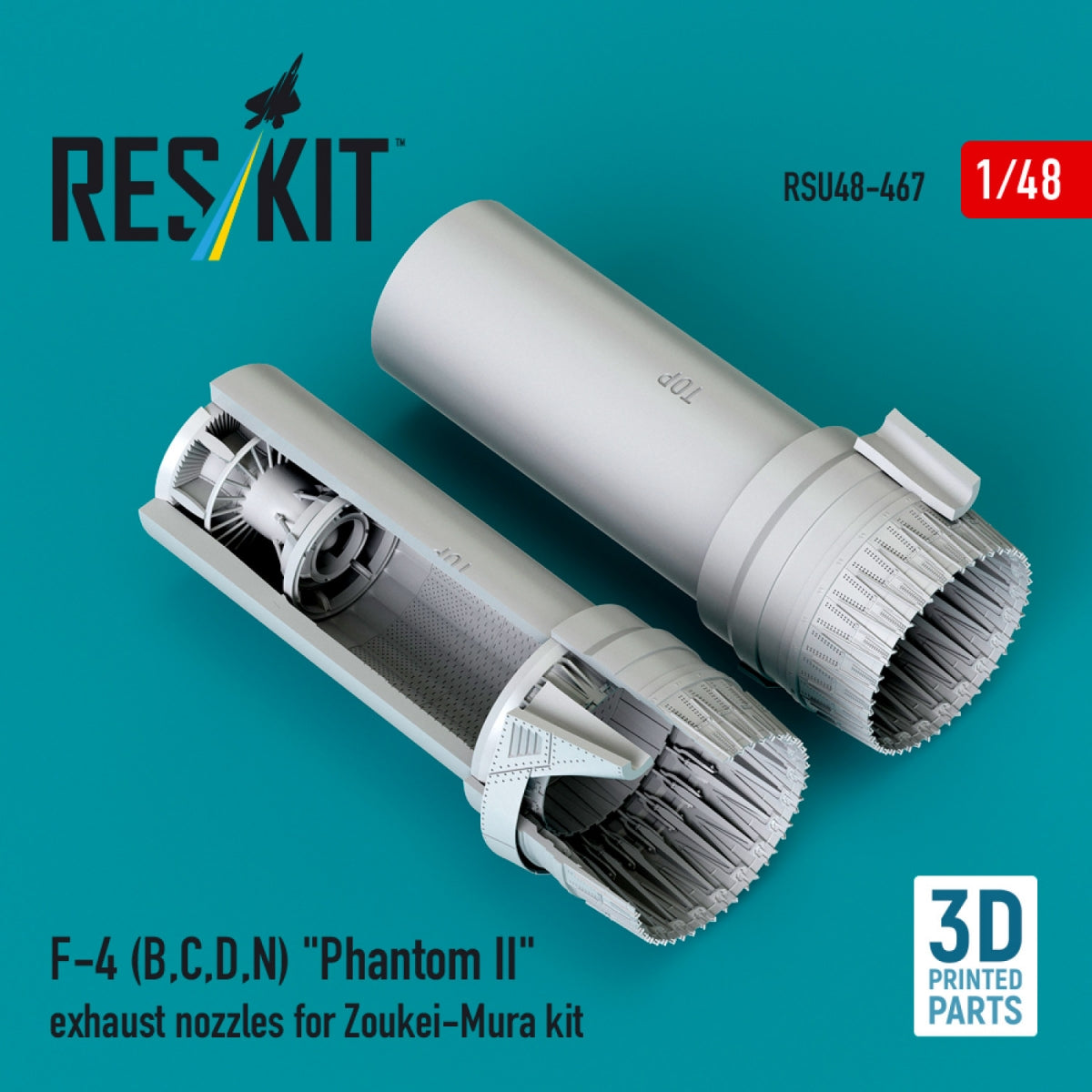 RESKIT RSU48-0467 F-4 (B, C, D, N) "Phantom II" exhaust nozzles for Zoukei-Mura kit (3D Printed) 1/48