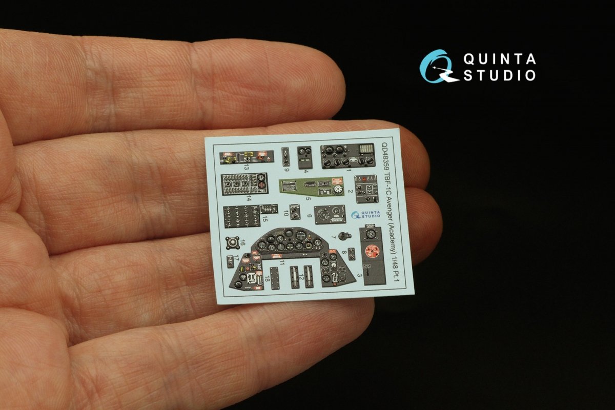 Quinta Studio QD48359 TBF-1 Avenger 3D-Printed &amp;amp; coloured Interior on decal paper (Academy) 1/48 – immagine 3