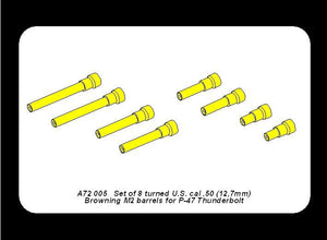 Aber A72 005 Set of 8 turned cal .50 (12,7mm) U.S. Browning M2 barrels for P-47 Thunderbolt 1/72 – immagine 7