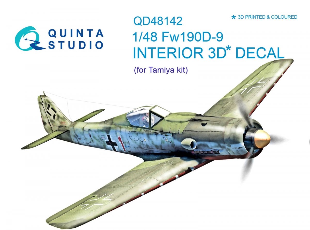 Intérieur imprimé en 3D et coloré sur papier décalcomanie Quinta Studio QD48142 FW 190D-9 (pour maquette Tamiya) 1/48