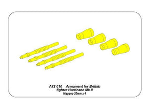 Aber A72 010 Armament for British fighter Hurricane Mk.II; Hispano 20mm x 4 1/72 – immagine 8