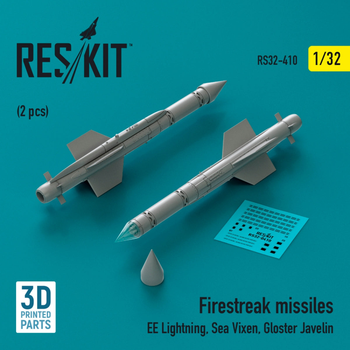 RESKIT RS32-0410 Firestreak missiles (2 pcs) (3D Printed) 1/32 – zdjęcie 2