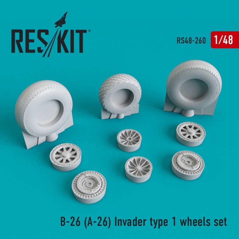 RESKIT RS48-0260 B-26 (A-26) Invader type 1 jeu de roues 1/48