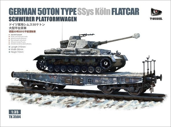 T-Model TK3504 Wagon plat allemand de 50 tonnes Type SSys Köln (Schwerer Platformwagen) 1/35