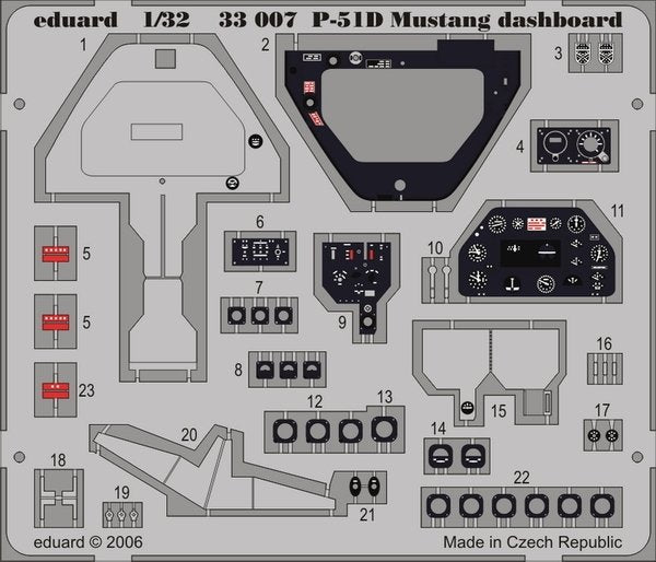 Eduard 33007 P-51D dashboard HASEGAWA 1/32