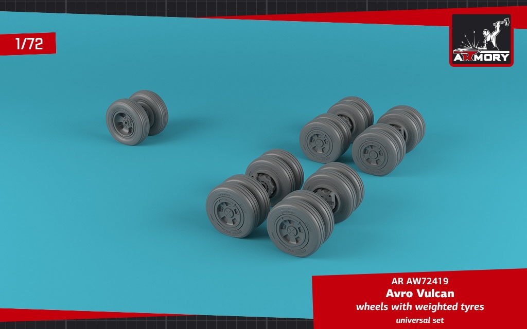 Armory Models AW72419 AVRO Vulcan wheels w/ weighted tires 1/72 – immagine 3