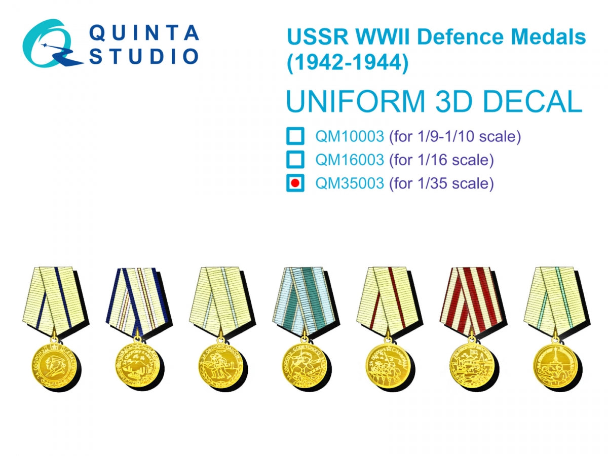 Quinta Studio QM35003 USSR WWII Defense Medals (1942-1944) 1/35