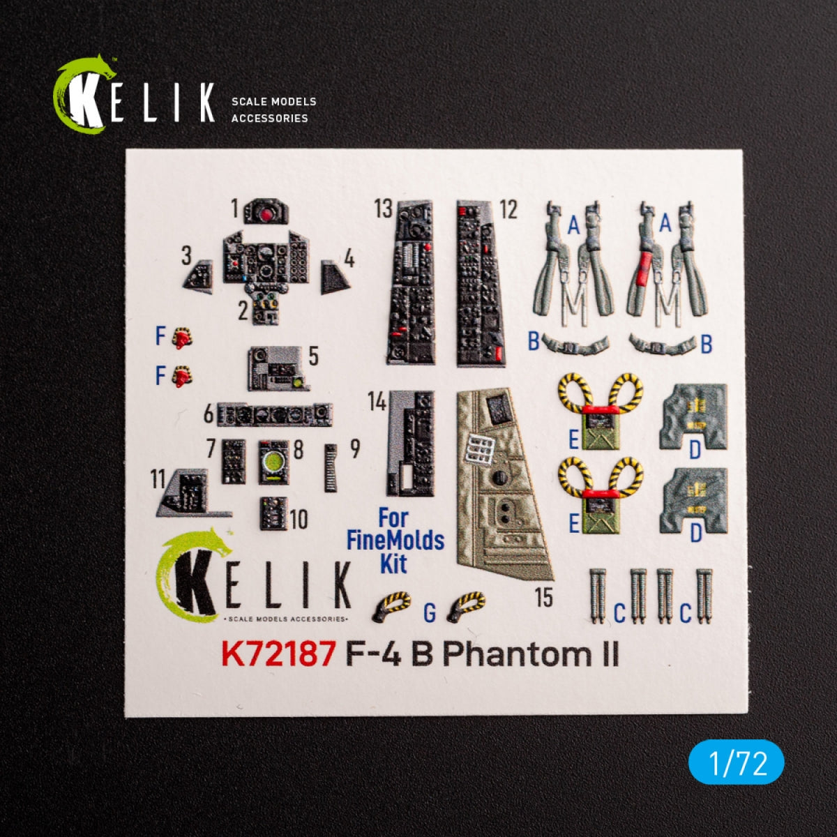 Kelik K72187 F-4B Phantom - interior 3D decals for FineMolds kit 1/72