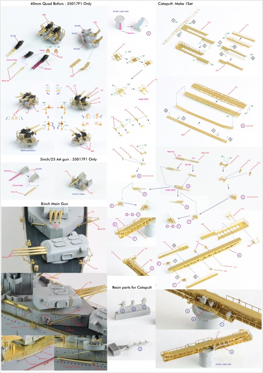 Pontos 37017F1 USS CA-35 Indianapolis 1945 Detail Up Set ADVANCED 1/350 – immagine 7