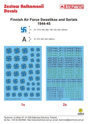 Techmod 32023 - Finnish Air Force Swastikas and Serials 1944-45 1/32 – immagine 2