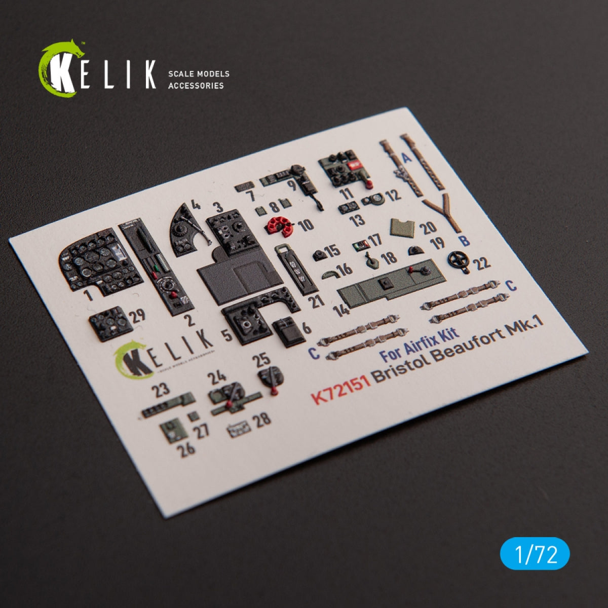 KELIK K72151 Bristol Beaufort Mk.1 - interior 3D decals for Airfix kit 1/72 – immagine 2
