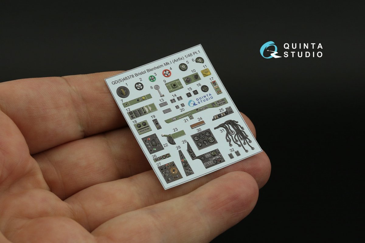 Quinta Studio QD48378 Bristol Blenheim Mk.I 3D-Printed &amp;amp; coloured Interior on decal paper (Airfix) 1/48 – immagine 10