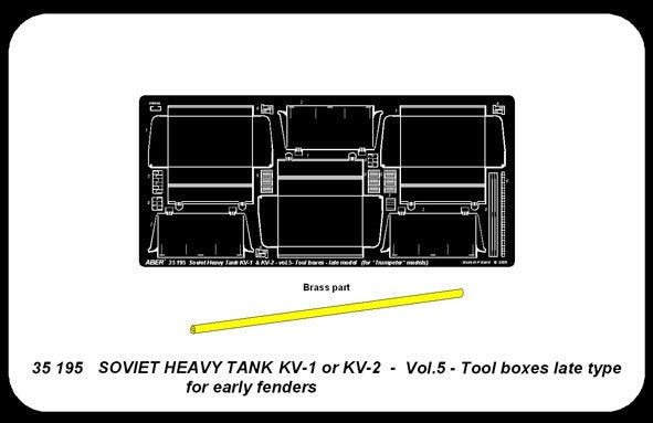 Aber 35195 Russian heavy tank KV-1, KV-2 - vol. 5 - additional set - tool boxes late type for early fenders 1/35 – immagine 3