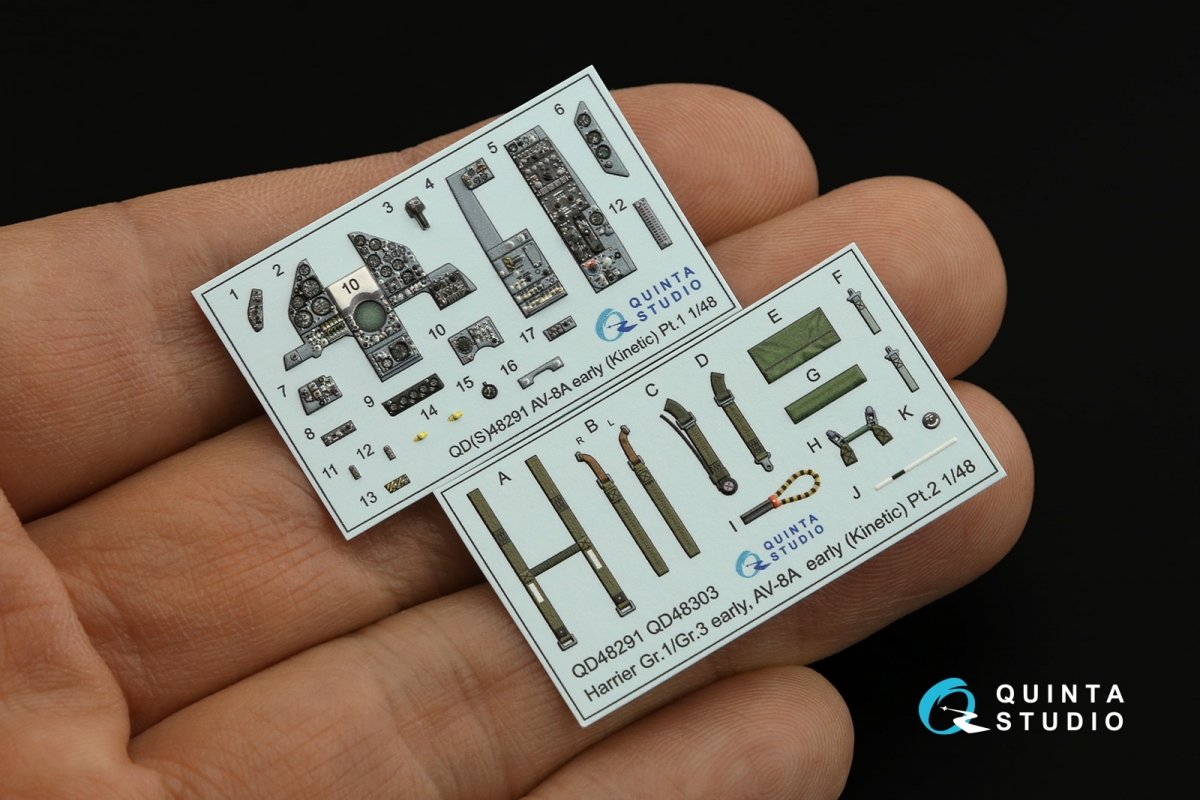 Quinta Studio QD48291 AV-8A Early 3D-Printed &amp;amp; coloured Interior on decal paper (Kinetic) 1/48 – immagine 2