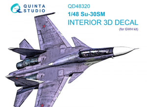 Quinta Studio QD48320 Su-30SM 3D-Printed &amp;amp; coloured Interior on decal paper (GWH) 1/48