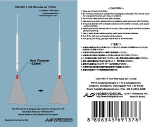HobbyDecal MT72014V1 F-104 Pitot tube set 1/72 – immagine 2