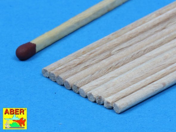 Aber WR2 Wood round rods 2,00 mm lenght 250 mm x 10 pcs. – immagine 3