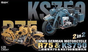 Great Wall Hobby L3527 Motos allemandes de la Seconde Guerre mondiale R75 et KS750 2 en 2 1/35