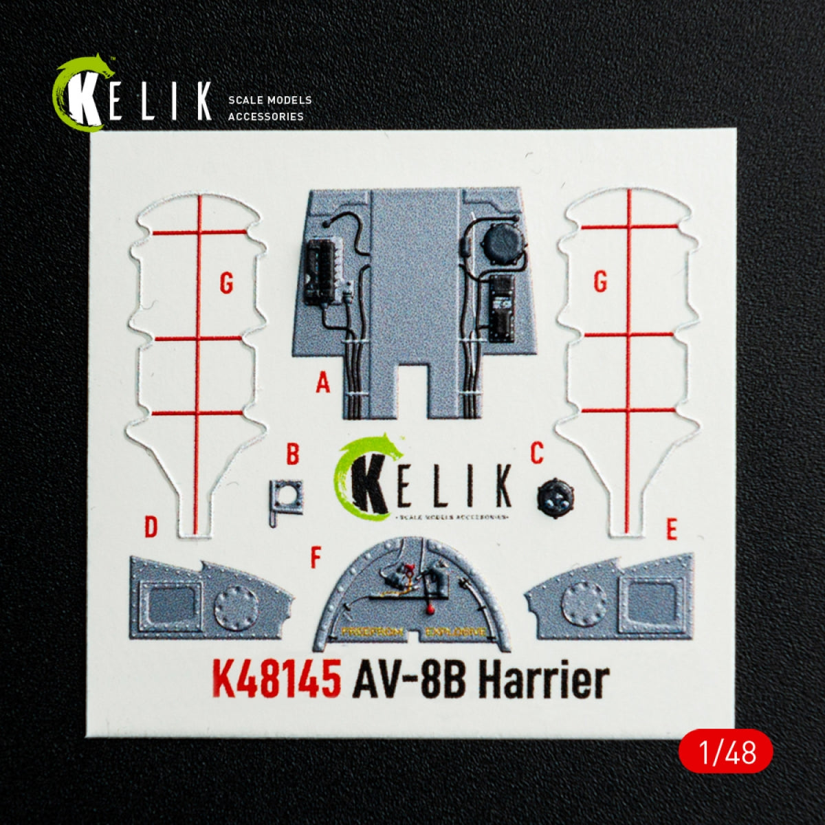 Kelik K48145 AV-8B Harrier - interior 3D decals for Hasegawa kit 1/48