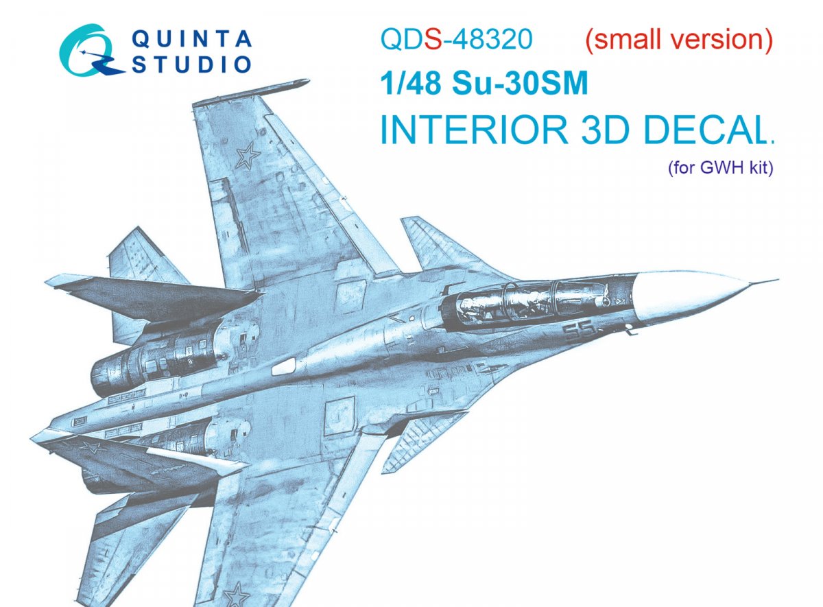 Quinta Studio QDS-48320 Su-30SM 3D-Printed &amp;amp; coloured Interior on decal paper (GWH) (Small version) 1/48