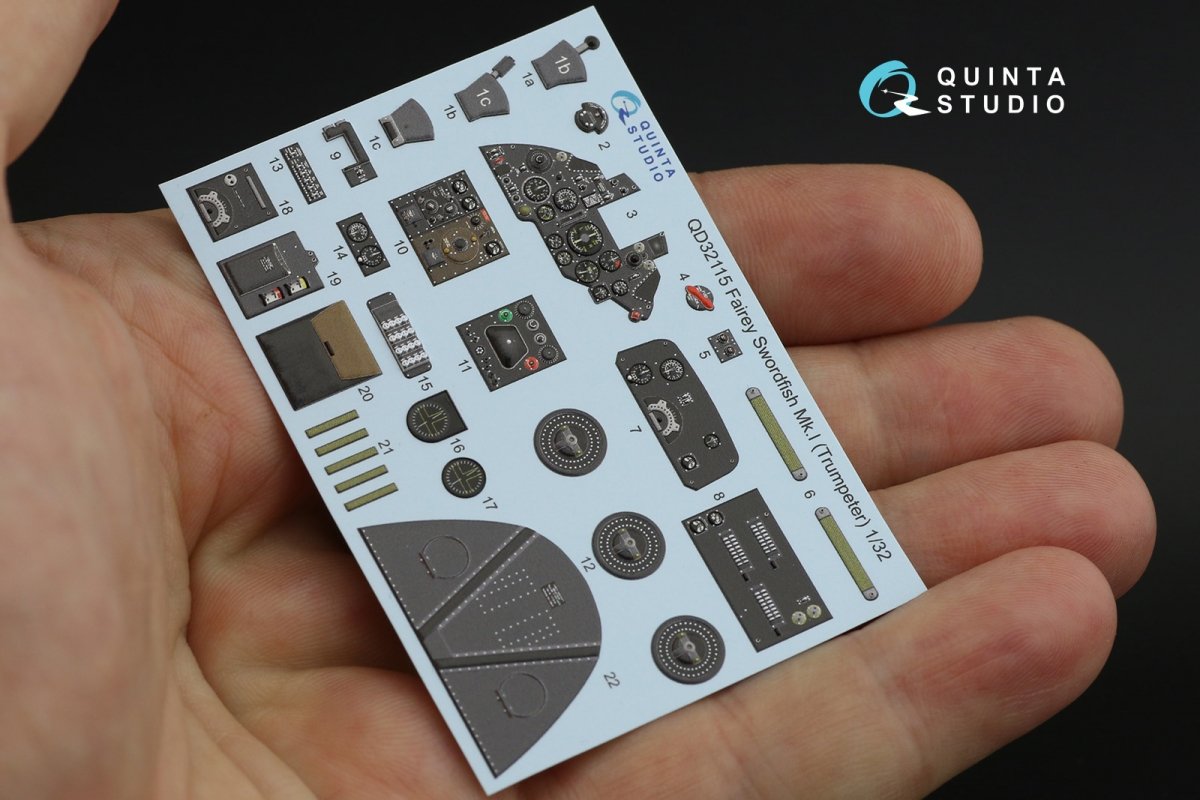Quinta Studio QD32115 Fairey Swordfish Mk.I 3D-Printed &amp;amp; coloured Interior on decal paper (Trumpeter) 1/32 – immagine 4