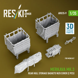 RESKIT AVU35-0009 Merkava Mk.3 rear hull storage baskets w/o cover (2 pcs) for Meng kit (3D Printed) 1/35