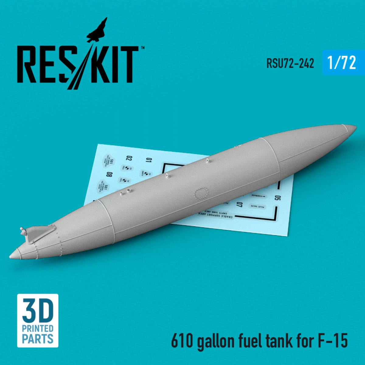 Réservoir de carburant RESKIT RSU72-0242 de 610 gallons pour F-15 (1 pièce) (imprimé en 3D) 1/72