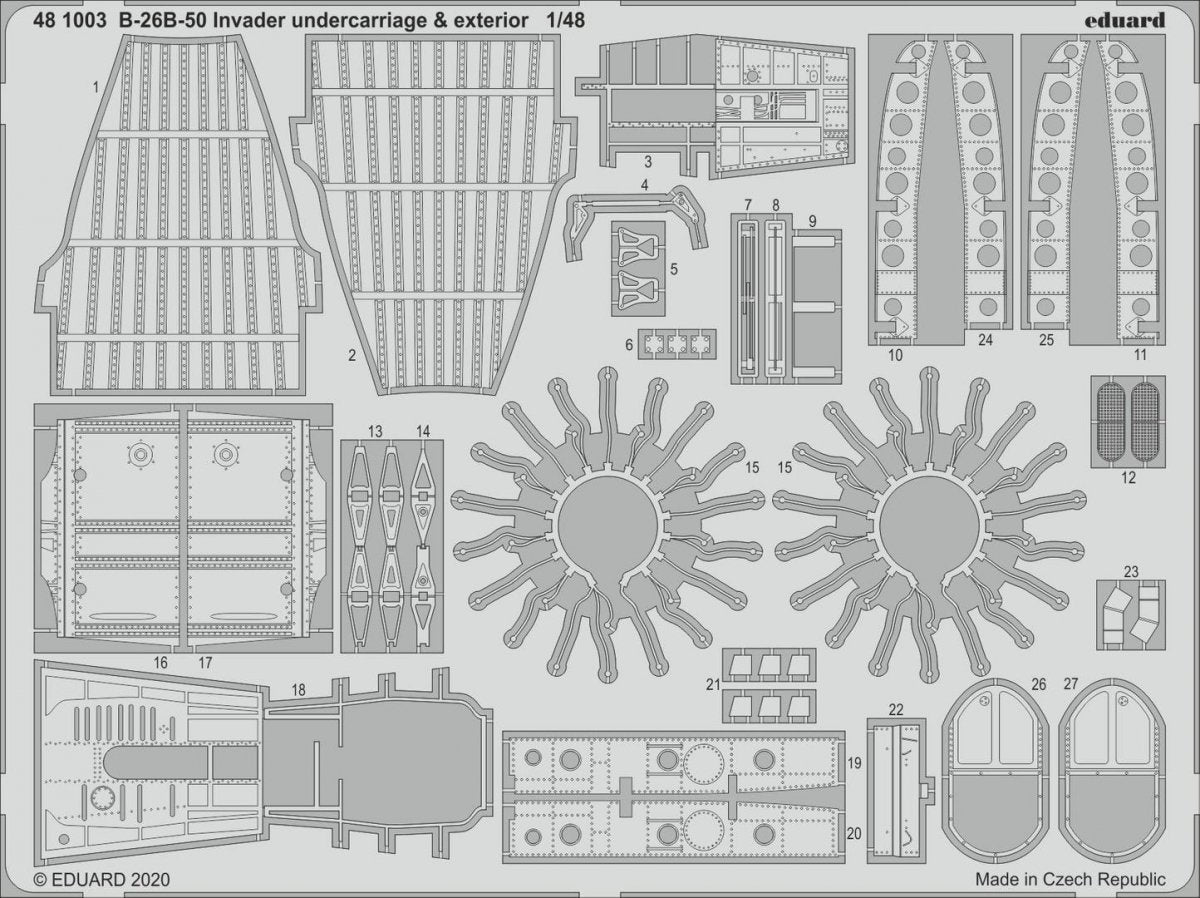 Eduard 481003 B-26B-50 Invader undercarriage &amp;amp; exterior for ICM 1/48
