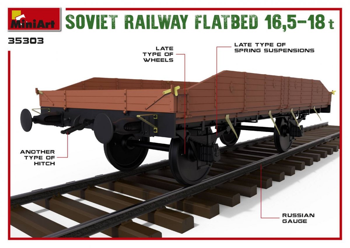 MiniArt 35303 Soviet Railway Flatbed 16,5-18t 1/35 – Bild 3