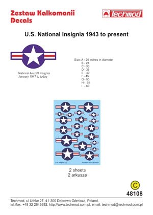 Techmod 48108 - US National Insignia 1947 to Present 1/48 – immagine 2