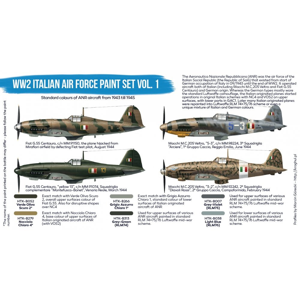 Hataka HTK-BS103 “WW2 Italian Air Force Paint set vol. 1&amp;quot; (6x17ml) – imagen 3