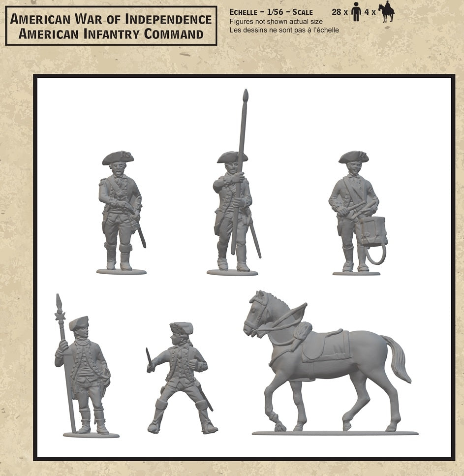 Hat 2005 American War of Independece - American Infantry Command (28 Figures) 28mm