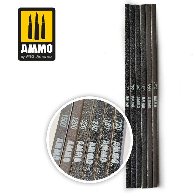 Ammo of Mig 8568 CONTOUR SANDING STIK 120/180/240/320/1200/150 abrasive sticks